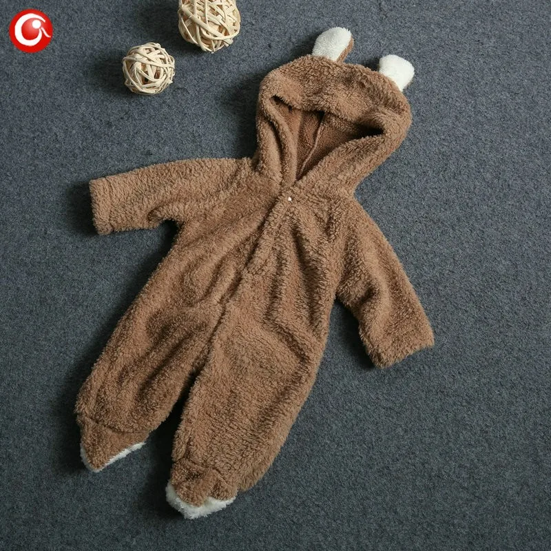 2016 Cute Winter Warm longsleeve coral fleece infant baby Romper cartoon winter Jumpsuit boys girls animal overall menino menina (7)