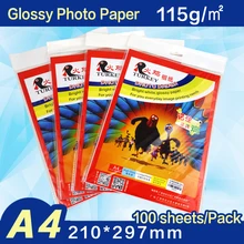 100 sheets waterproof A4 light Glossy Photo Paper high resolution 210x297mm (115 gsm)