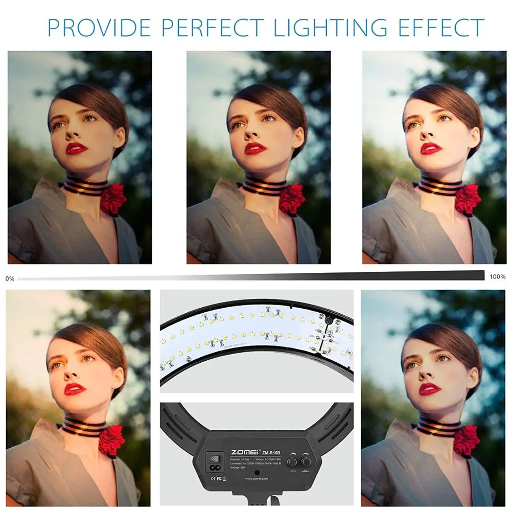 ZOMEI 16'' Led Ring Light Photographic Lighting Camera Light Lamp With Stand For Makeup Video Light