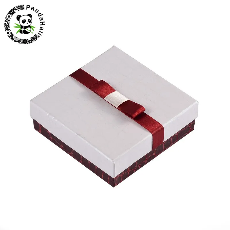 Rectangle Jewelry Set Cardboard Boxes Necklaces Earrings Bracelets Jewelry Organizer Gift Packing Boxes with Sponge and Ribbon