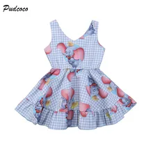Милое детское летнее платье для маленьких девочек, мини-платье-пачка без рукавов с v-образным вырезом и рисунком слона, праздничные вечерние платья принцессы, Vestido От 1 до 6 лет