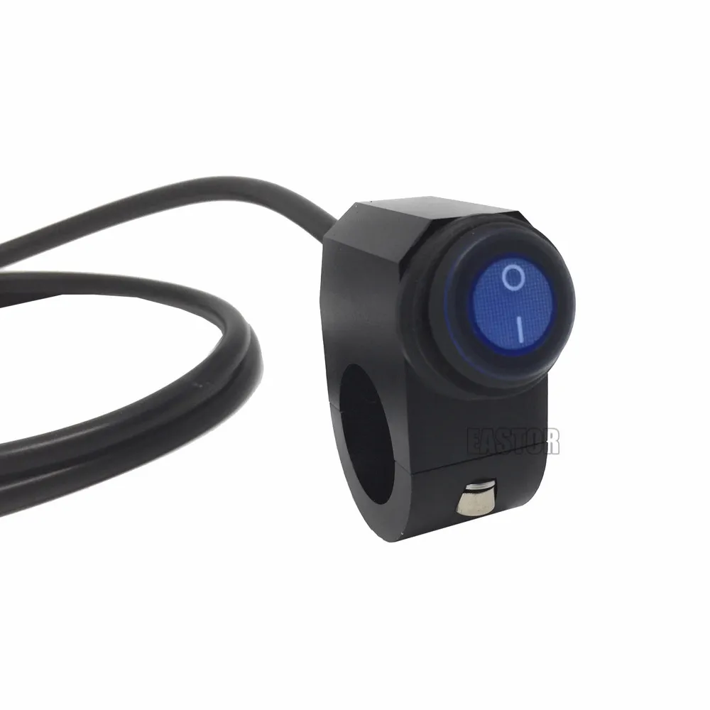 

12V 16A 22-24mm Motorcycle Waterproof Handlebar Switches Headlight CNC Switch Button with Blue light 3 Wire for Motocycle