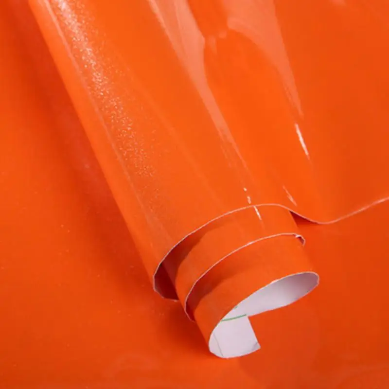 Orange 60*200 см, кухонный шкаф, твердый, сделай сам, декоративная пленка, мебель, лак, обновленная Наклейка на стену, ПВХ, самоклеющиеся обои#0917 - Цвет: Orange