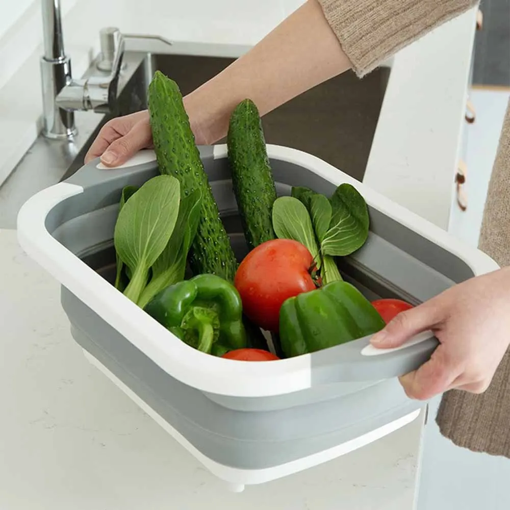 

Foldable Vegetable Fruit Bowl Strainer Washer Drainer Baskets Space Saving Folding Fruit Vegetable Dish Sink Large Drain Basket