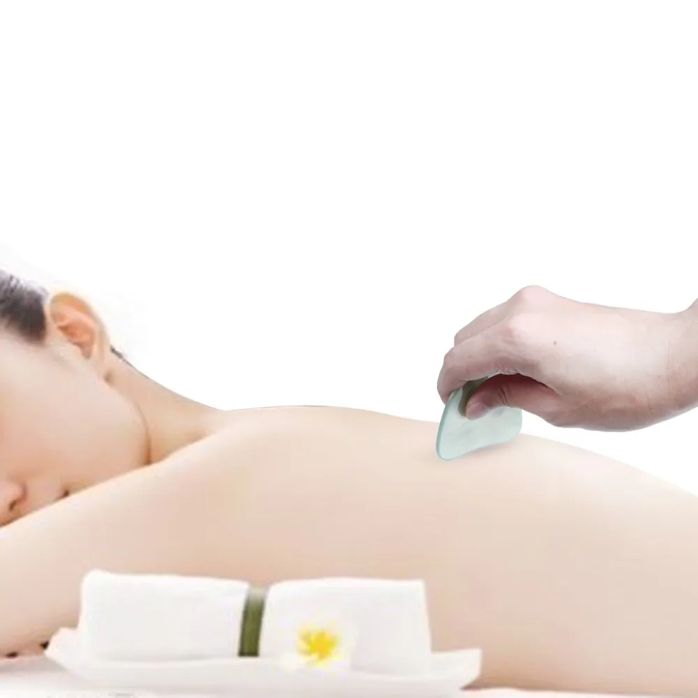 Natural Hand Made Jade Gua Sha Board Scraping Body Massage Guasha Tool Best for Graston Acupuncture Therapy Trigger Point Treatment Skin Renewal (1)