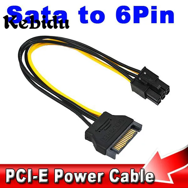 Kebidu PCI-E express силовой кабель блок питания Sata на 6 pin ATX 18AWG адаптер Riser для Bitcoin Miner