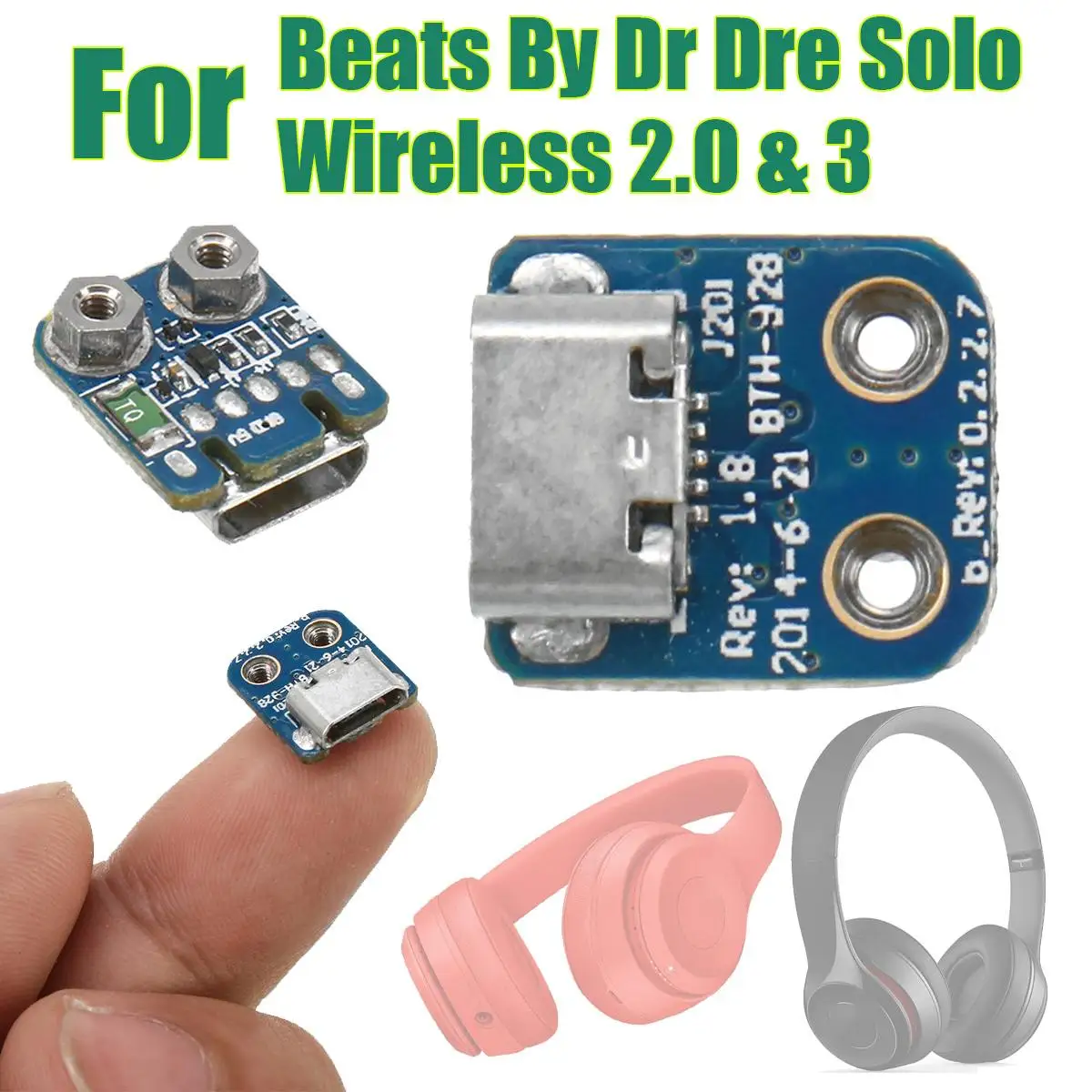 

1Pc Replacement Charging Port Micro USB Charger Jack For Beats By Dr Dre Solo Wireless 2.0 Integrated Circuits Module