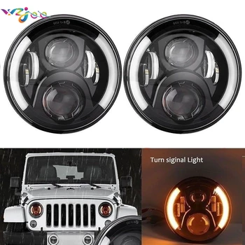 

wzjoo 2Pcs 7inch 60W Headlight for Jeep Wrangler JK TJ LJ Land Rover Defender LED Lamp Driving Light LED Auto