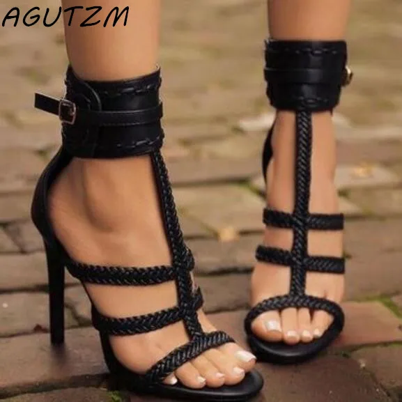 AGUTZM/пикантные женские босоножки из искусственной кожи Модные летние туфли