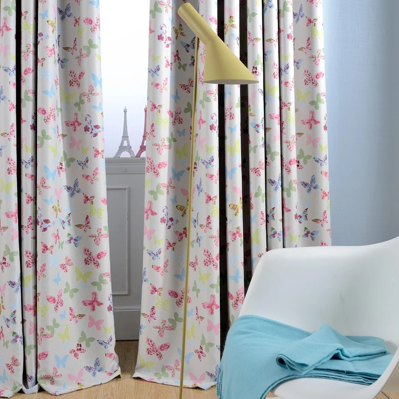 

Pink Blue Butterfly Blackout Curtains for Children Baby Room Colorful Curtains for Girl's Room Window Drapes for Nursery