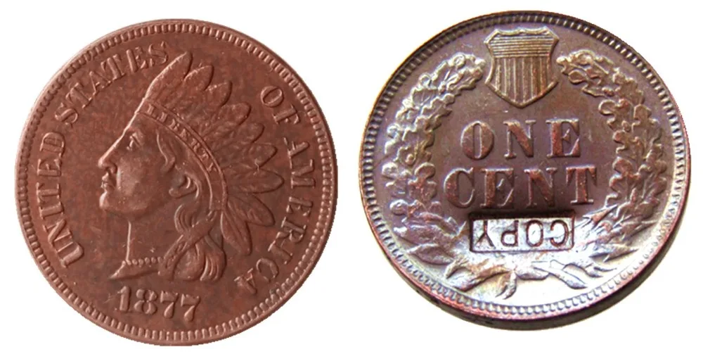 

US 1877 Indian Cent Copper Copy Decorate Coin