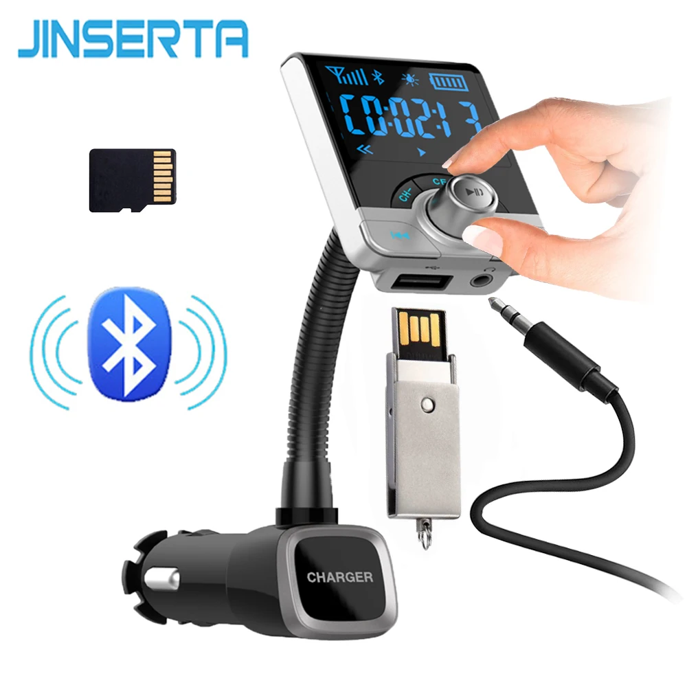 JINSERTA fm передатчик Bluetooth FM модулятор USB быстрая зарядка Handsfree автомобильный