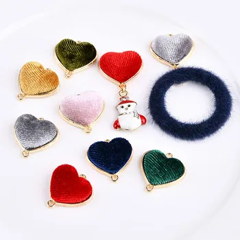 

South Korea simple autumn and winter alloy velvet double hung half face peach accessories DIY earring earrings material