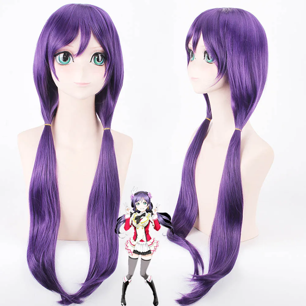 Coshome Lovelive Wigs Minami Kotori Tojo Nozomi Nico Cosplay Costume Wig Women Brown Blue Orange Long Straight Ponytail Hair (2)