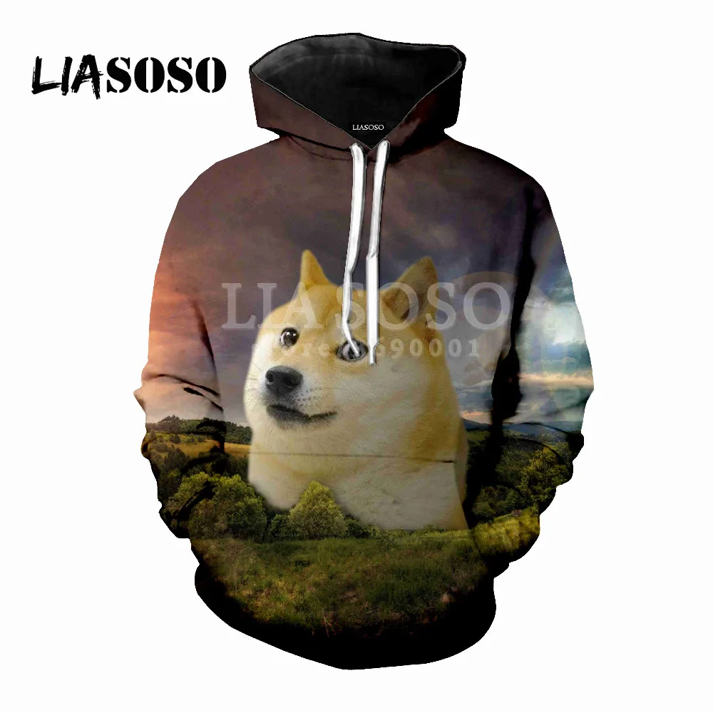 LIASOSO прикольные shiba Inu Doge собака уход за кожей лица 3D принт Для женщин Для мужчин Толстовки с капюшоном толстовки пуловер свободного покроя в стиле «хип-хоп» X0485