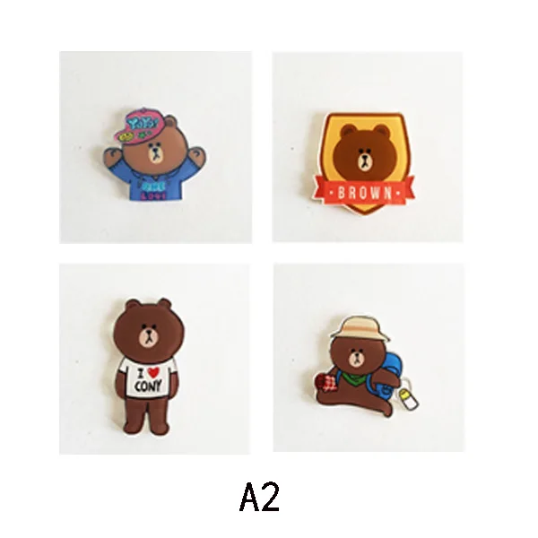 Комплект из 4 предметов с принтом медведя из мультфильма значки акриловые Значки для рюкзак значки, одежд Пластик значок Kawaii брошь на булавке значок - Цвет: A2