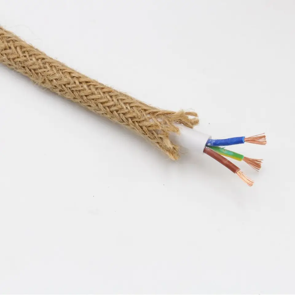 Corda Elettrica In Canapa Treccia – Cavo Per Lampade Industriali Vintage – Filo Di Rame Da 10 Metri – 2x0,75mm², 240V, 250W