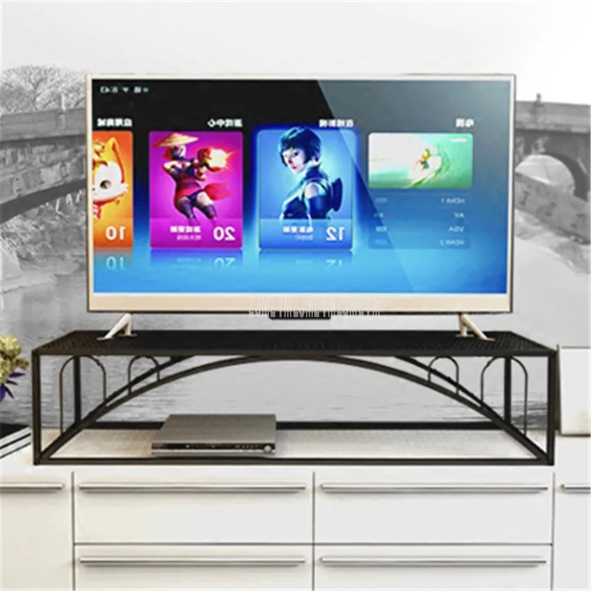 العالمي سطح المكتب LED LCD حامل تلفاز دعم قاعدة الحديد الفن المعادن أقوى التلفزيون مكتب منضدية التلفزيون قاعدة قوس 110*35*25 سنتيمتر
