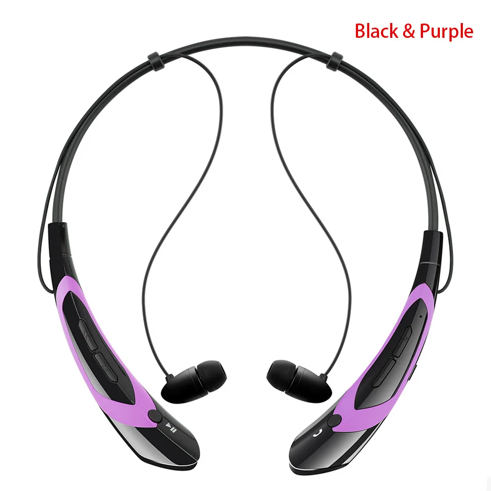 Спортивные Беспроводные Bluetooth наушники, стерео гарнитура с шейным ободком, наушники с микрофоном для мобильного телефона xiaomi - Цвет: Black purple