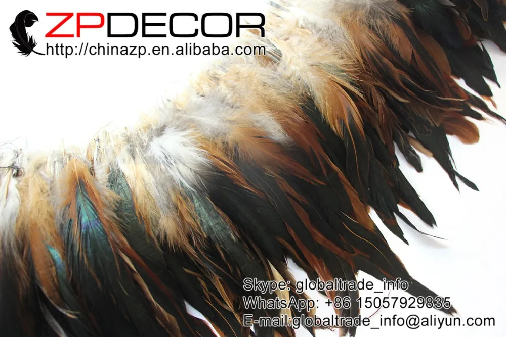 Brown Half Bronze Strung Rooster Schlappen Feathers (31)