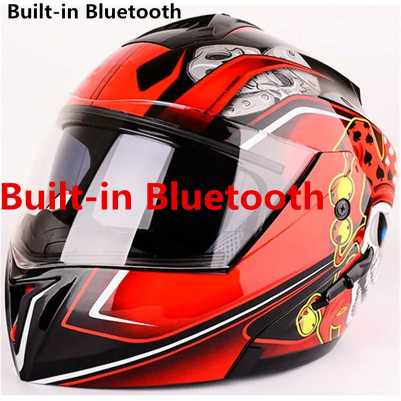 

GHOST Built-in Bluetooth Motorcycle Helmet Flip Up Helmets Capacete Duas Vizeira BT Casque Moto Casco DOT CERTIFICATE S TO XXL