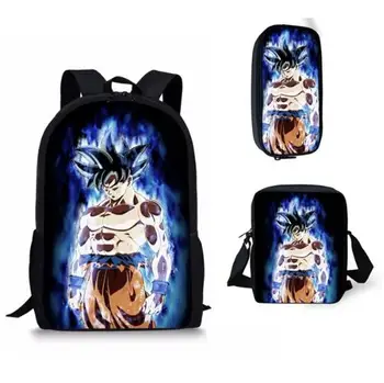 

Fashion Dragon Ball Super Z Prints Boys 3PCS Schoolbags Blue Character Son Goku Vegeta Children's Backpacks Bookbags