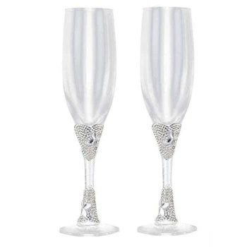 

ABLA 2Pc/Set Creative Gift Bridal and Groom Champagne Flutes Wedding Glasses Set Cup Toasting Goblet Wedding Home Hotel Decora