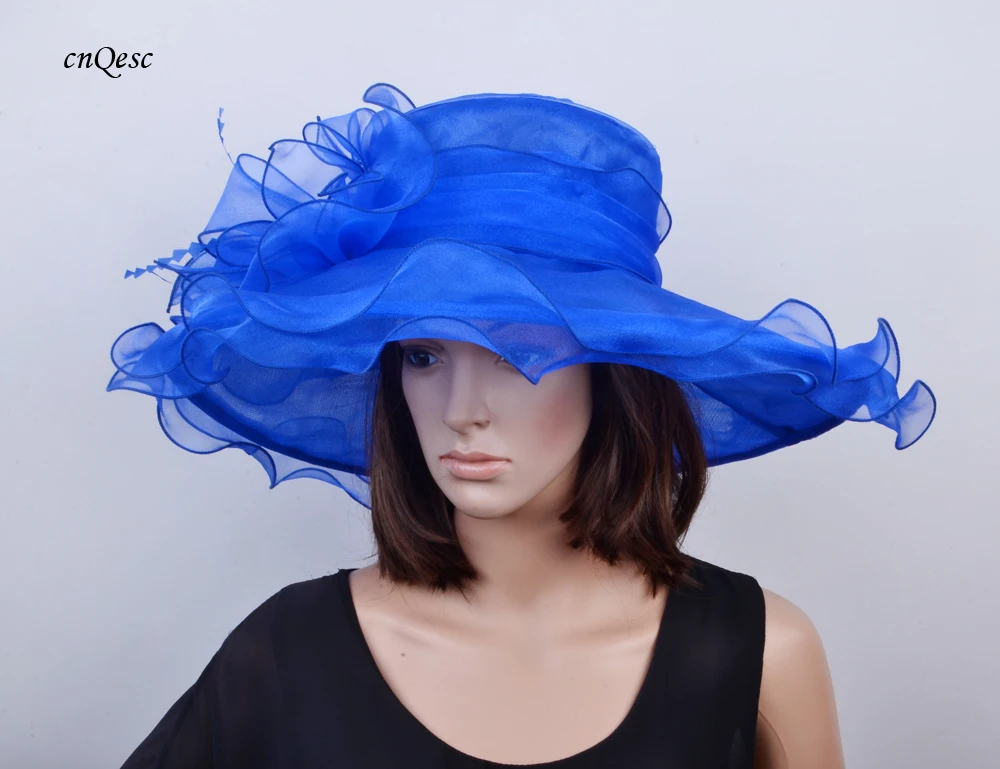 Royal blue wedding hat Organza hat 