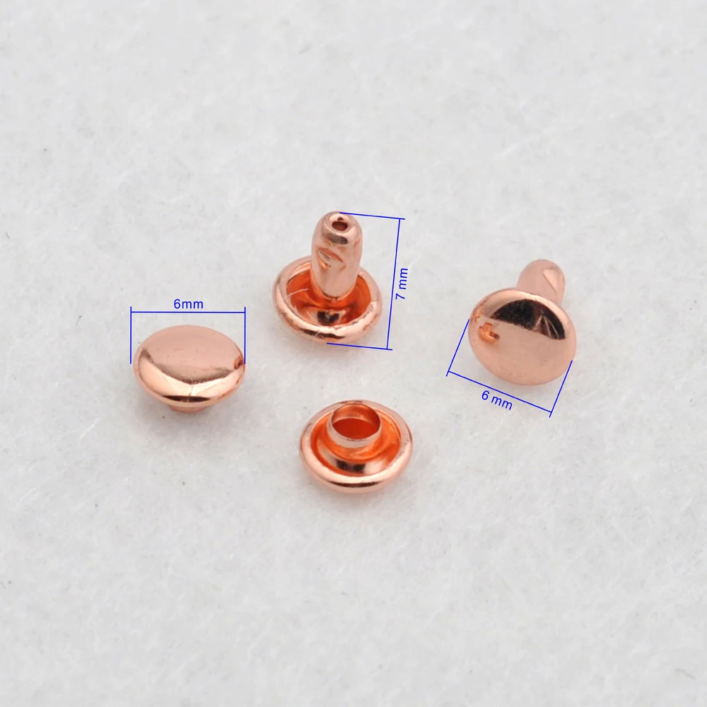 

DIY 6*6mm 200sets/lot metal brass garment jeans rivets double cap copper color for leather kraftwork free shippng ZD-016