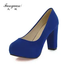 New Arrivals 2017 Fashion Shallow Thick High Heels Round Toe High Heels Platform Pumps Shoes Sexy Buckle Strap Pumps Hot Sale