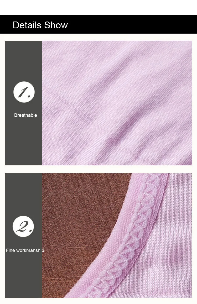 3PCS Plus Size M-XXL Women's Cotton Underwear High Waist Sexy Panties for Women Bamboo Fiber Briefs Seamless Lingreie Intimates (17)
