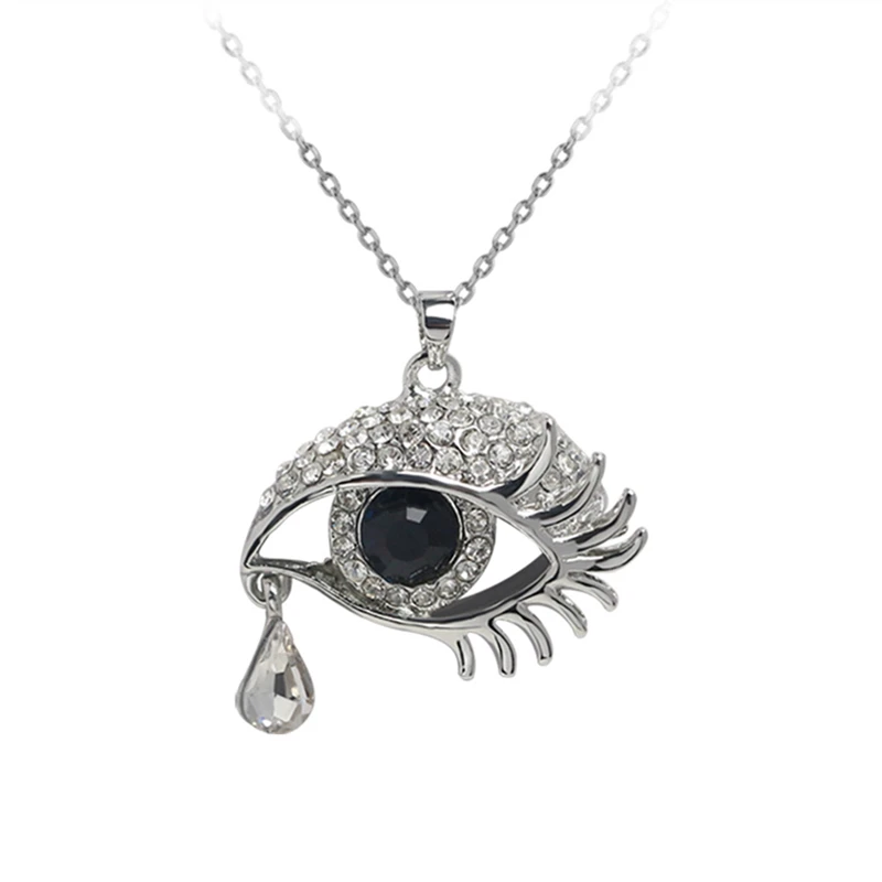 Oneckoha Evil Eye Necklace Rhinestone Teardrop Pendant Choker Rhinestone Teardrop Pendant Choker