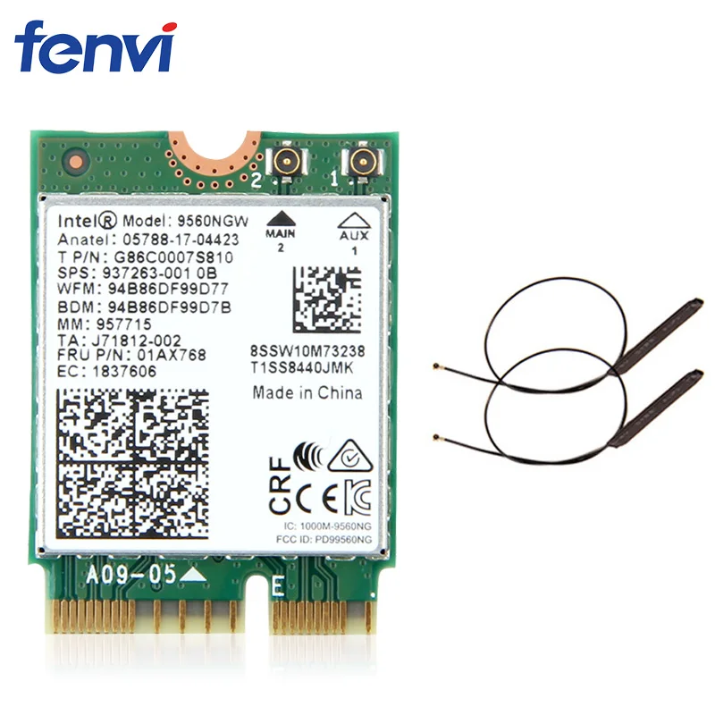 Двухдиапазонный беспроводной адаптер для Intel 9560 AC 9560NGW 1 73 Гбит/с Wi Fi 802.11ac Bluetooth 5 0