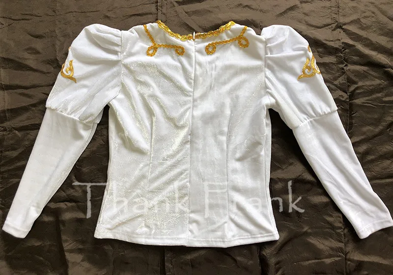 Boys Prince Ballet Top Custom Made Available Men Long Sleeve Gold Sequin Trim Dance Costume C414 -