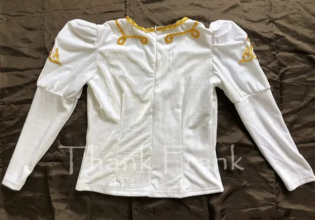 Boys Prince Ballet Top Custom Made Available Men Long Sleeve Gold Sequin Trim Dance Costume C414 -