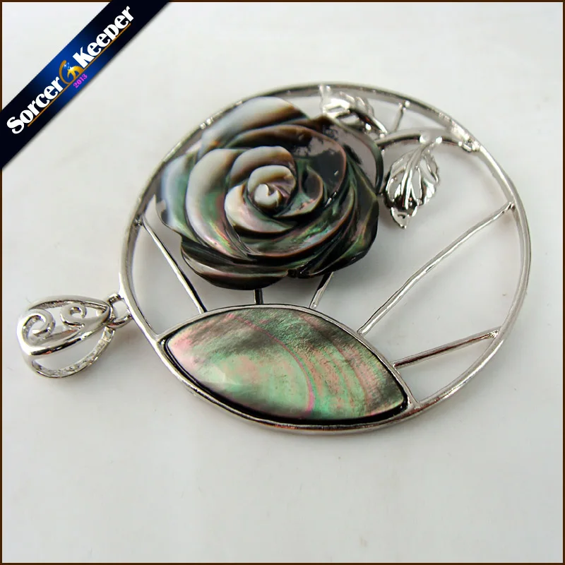 Натуральный перламутр ракушка ручной резной цветок розы ожерелье с подвесками на цепочке Винтаж Bijoux женские ювелирные изделия SKA09