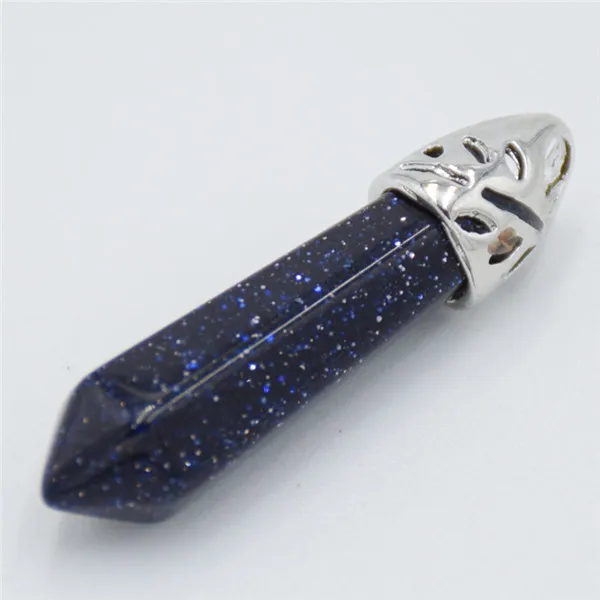 Mix Камень натуральный розовый кристалл lapis lazuli с черным ониксом с шестигранной Колонка граненый колье с шармами, бусинами кулон ювелирные изделия аксессуары - Окраска металла: Blue Sand