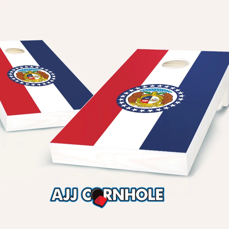 AJJCornhole 107-MissouriFlag Missouri Flag Theme Cornhole Set with Bags - 8 x 24 x 48 in. (1)