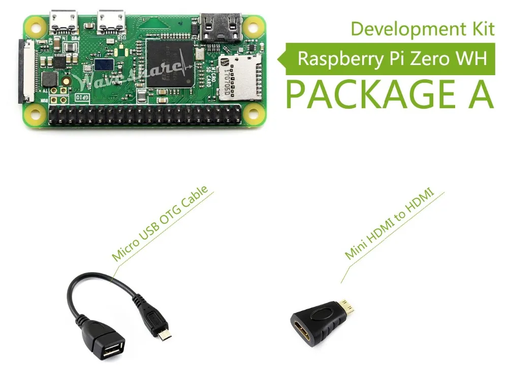 Raspberry Pi Zero WH (встроенный Wi-Fi предварительно Паяные заголовки) Development Kit с usb-концентратором или 2,13 "e-paper и основными компонентами