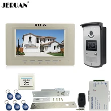 JERUAN Home 7“ LCD screen video door phone Entry intercom system kit 700TVL RFID Access IR Night Vision Camera Exit button