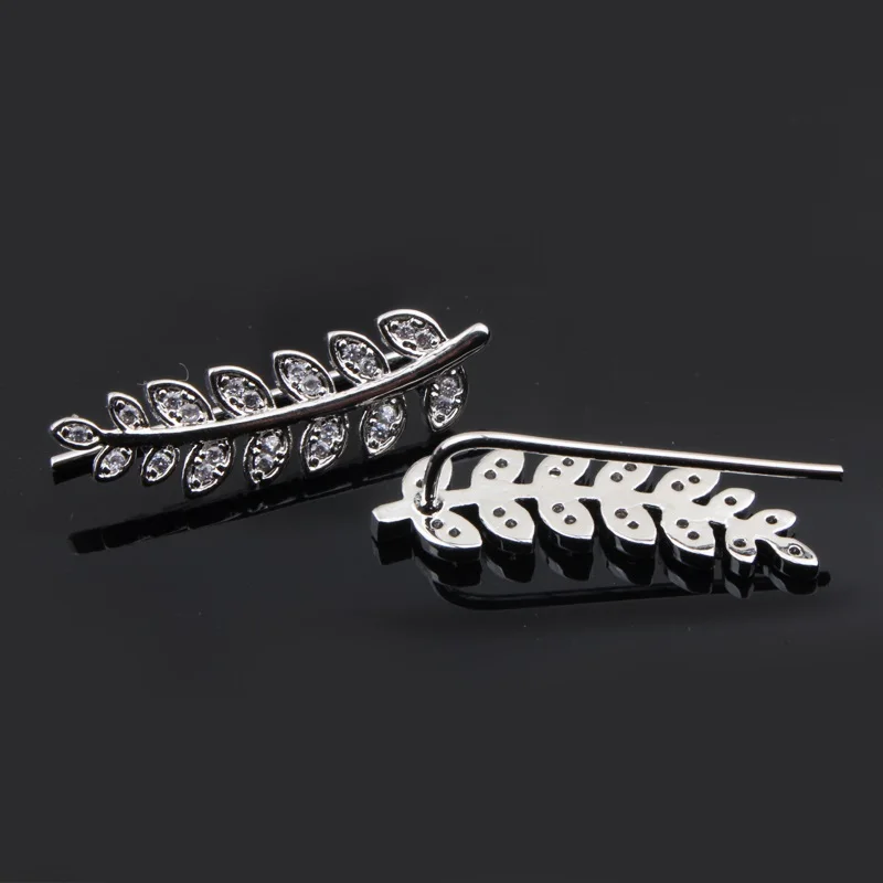 

A Pair New Fashion Round Crystal Leaves Ear Cuff Clip Ear Crawler Earrings Jewelry For Women Wedding Party Jewelry