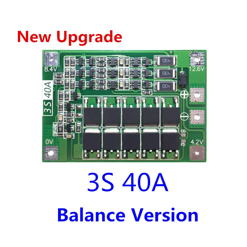 3S 40A BMS 11 1 В 12 6 в 18650 Защитная плата литиевой батареи со сбалансированной версией