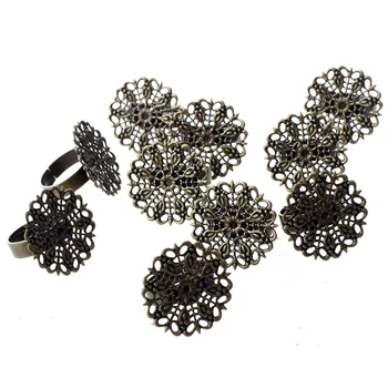 

10 Ring support Flower Metal Bronze Ring Plateau Adjustable 25mm Metal Bronze