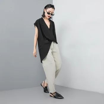 

Hot Sale 2019 New Summer Fashion Solid Button Pockets Loose Pants High Elastic Waist Harem Pants