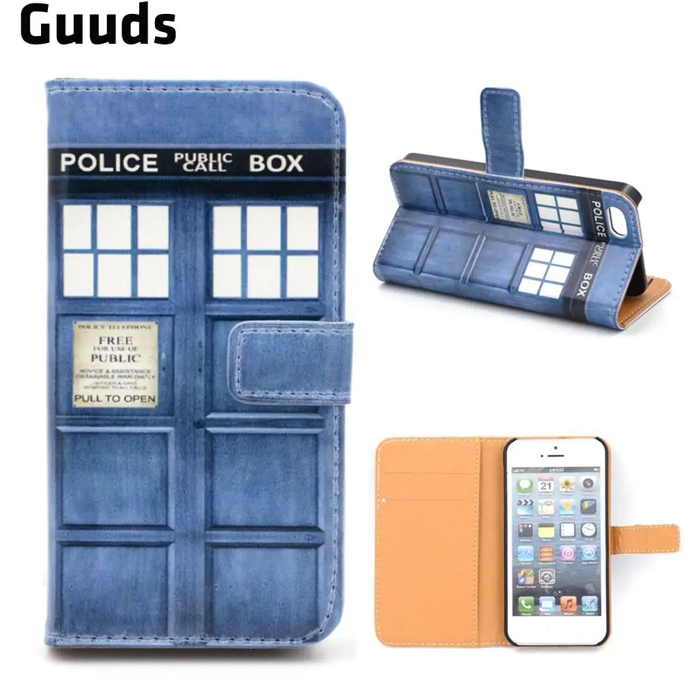 Police Box Leather Wallet Case for iPhone 5s / for iPhone 5