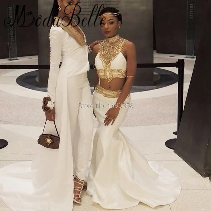 White and Gold Prom Dresses