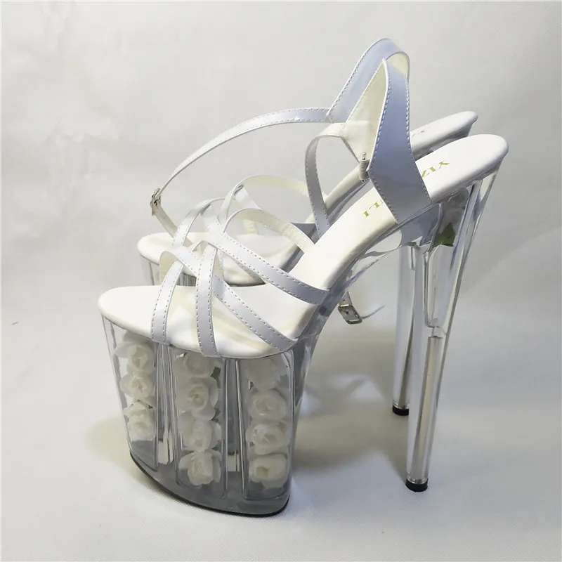 

20 cm clear rose wedding shoes, high heels for women, 8 inch stylish high heel pole dance sandals