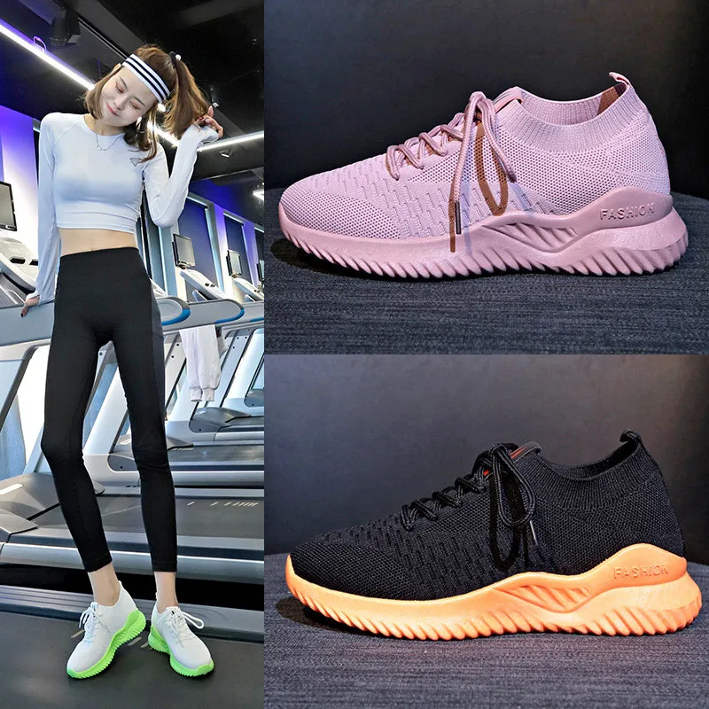 

Women's Casual Shoes Spring And Summer Ladies Fashion Casual flat Shoes Breathable Knit Women's Running Shoes Platform Shoes