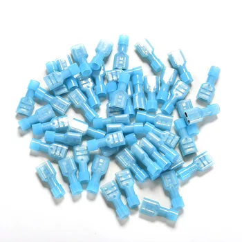 

50PCS 16-14AWG Female Spade Insulated Electrical Cable Connectors Quick Splice Lock Wire Convenient Terminals Crimp Blue