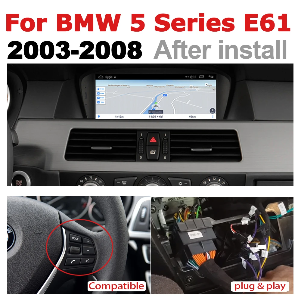 Cheap Android 7.0 up Car Multimedia player For BMW 5 Series E61 2003~2008 CCC WiFi GPS Navi Map Stereo Bluetooth 1080p IPS Screen 1